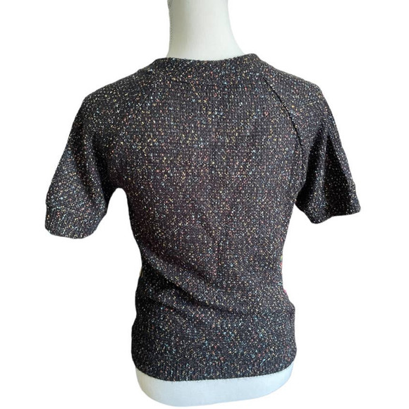 Anthropologie James Coviello Womens Brocade Floral Sweater Top Size XS Black - Picture 3 of 7